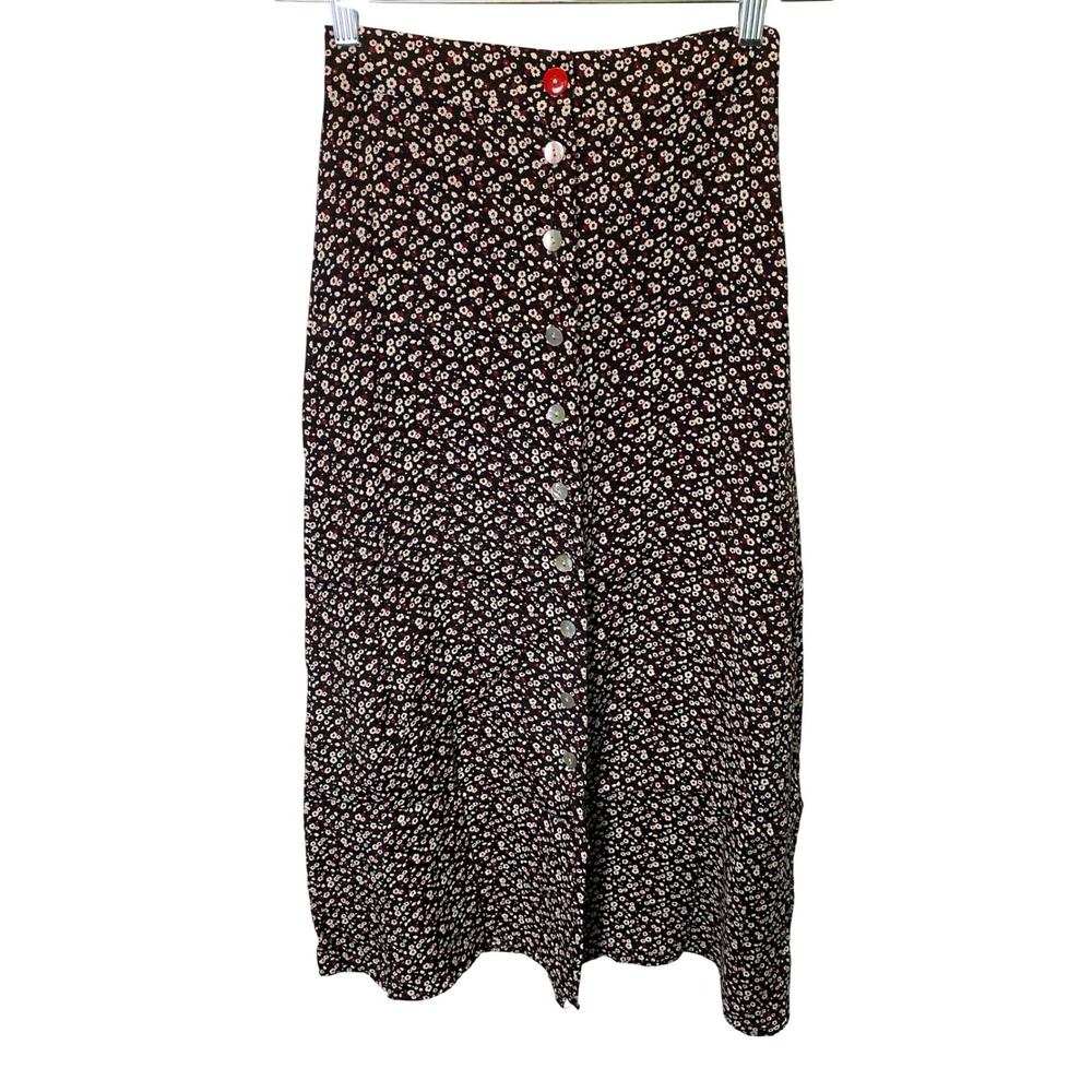 Appointments Floral Midi Skirt Womens Small Black Cottagecore Whimsigoth 90's